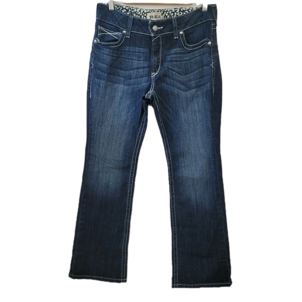 Ariat Real Denim Women 32S Lakeshore Lowrise Boot Rosy Whipstitch‎ Jeans Western